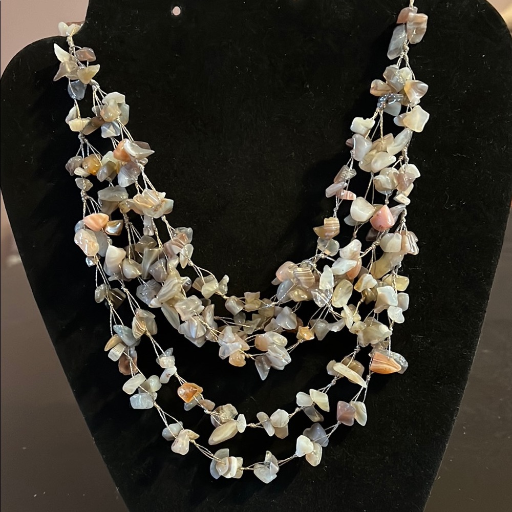 Multi-Strand Stone Chip Necklace